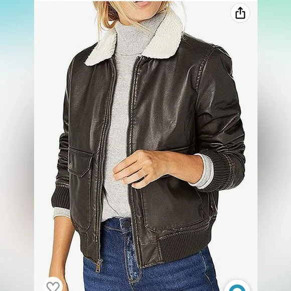 Levi’s faux leather sherpa aviator bomber jacket - NWOT - Picture 2 of 7